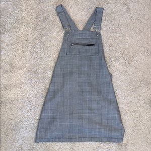 Black and White Plaid Overall Dress